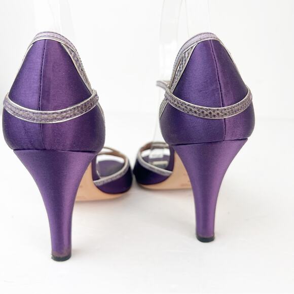 SZ 38 Prada Purple Satin Metallic Lined Heels - Picture 4 of 7